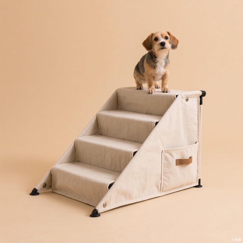 Foldable 4-Step Pet Stairs with Storage Bin — wholesale pet products by Yiwu Pet Factory